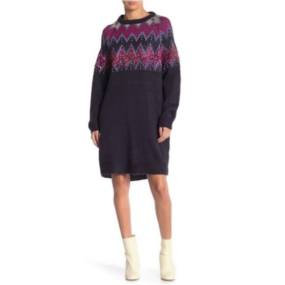 Solutions Sequin Sweater Dress - Picture 1 of 7